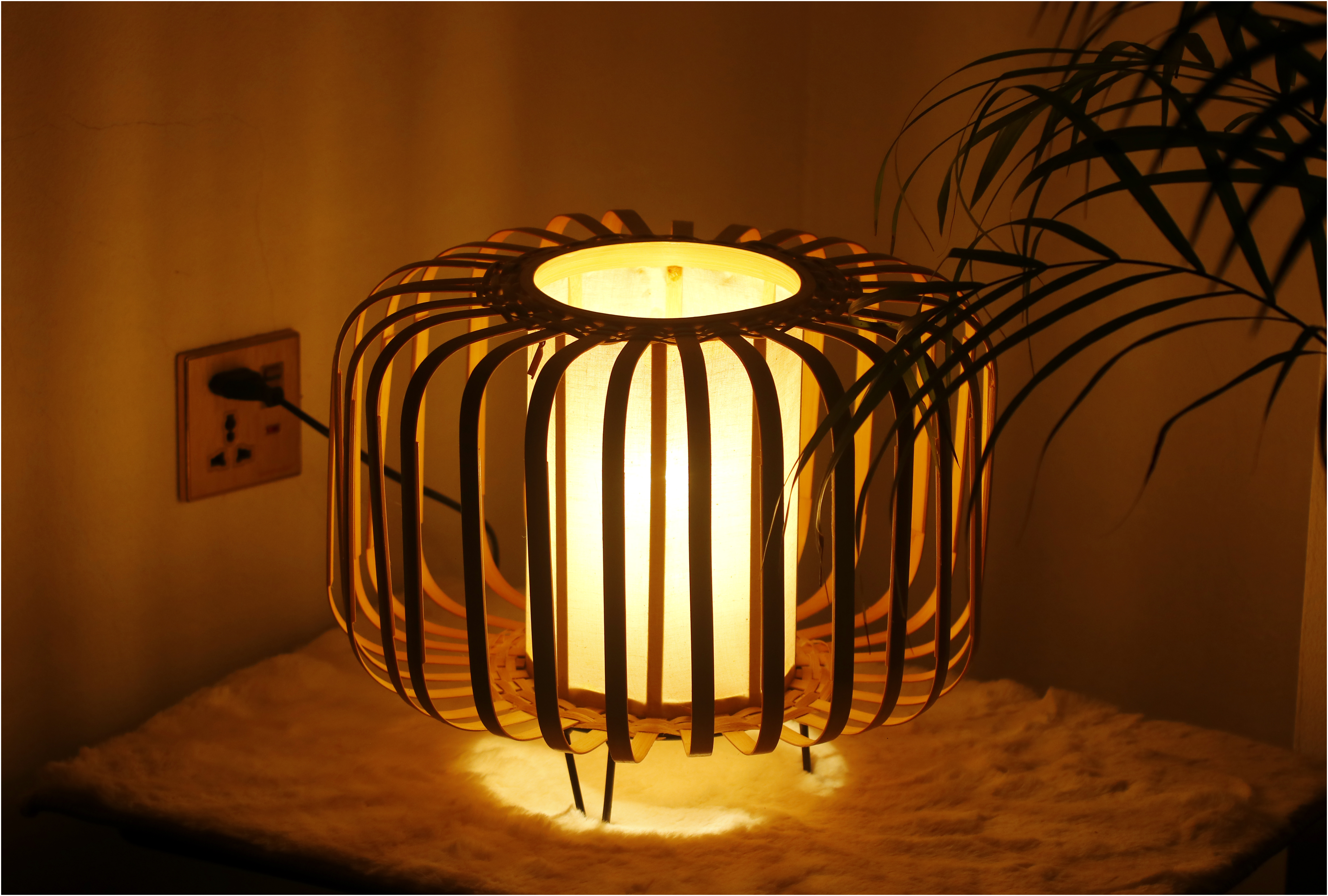 Pumpkin Bamboo Table Lamp - Image 2