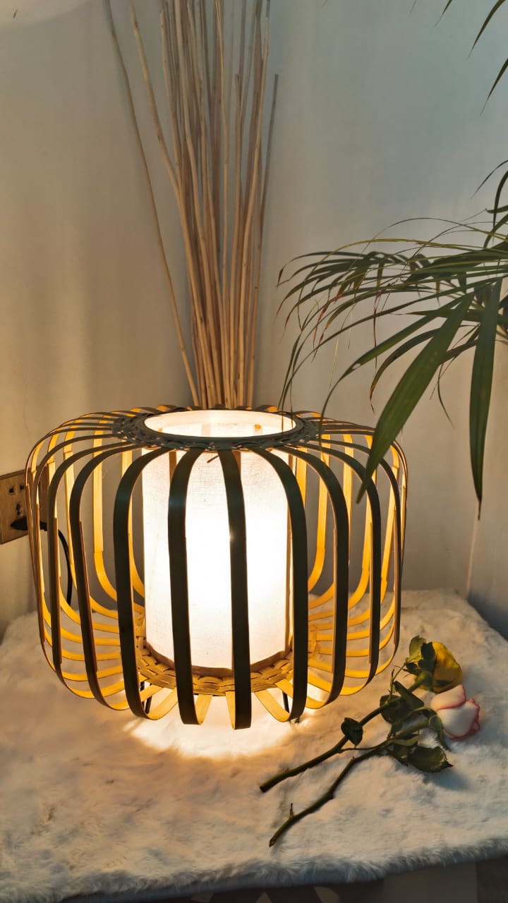 Pumpkin Bamboo Table Lamp - Image 3